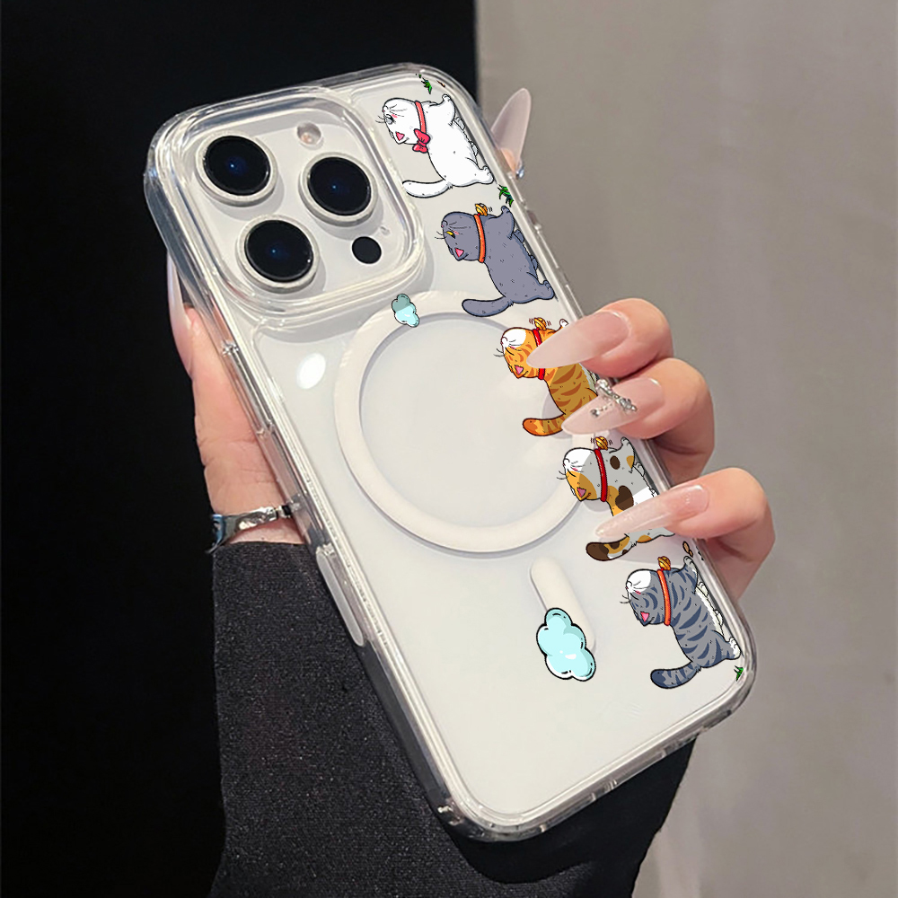 Apple Iphone 15 Pro Max - Schattige cartoon kat transparante telefoonhoesje voor